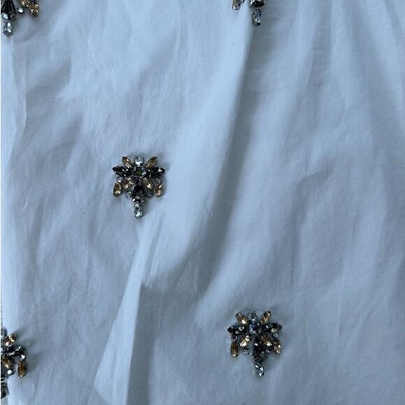 J Crew Factory Women 4 Tank Top White Beaded Jeweled Front‎ Sleeveless Blouse - Picture 4 of 4